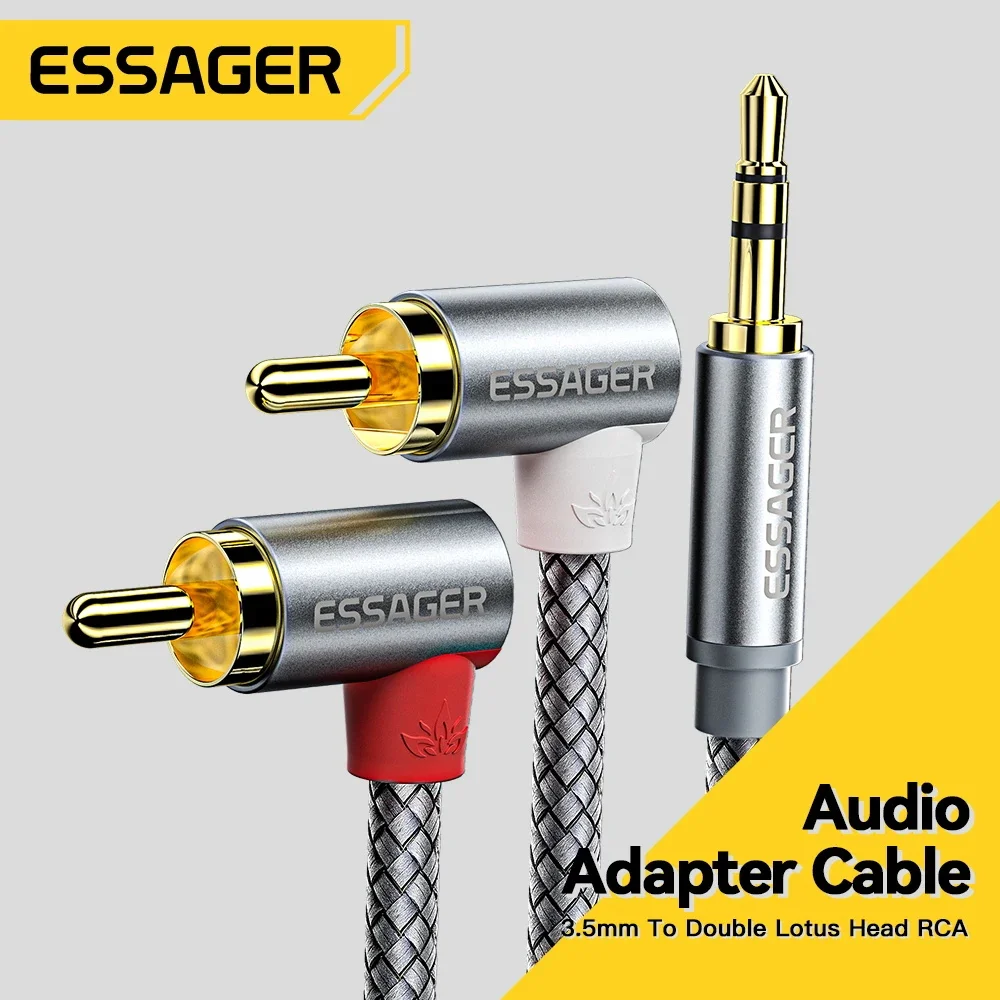 Audio Splitter Y - Essager 90 ° Angle RCA Audio