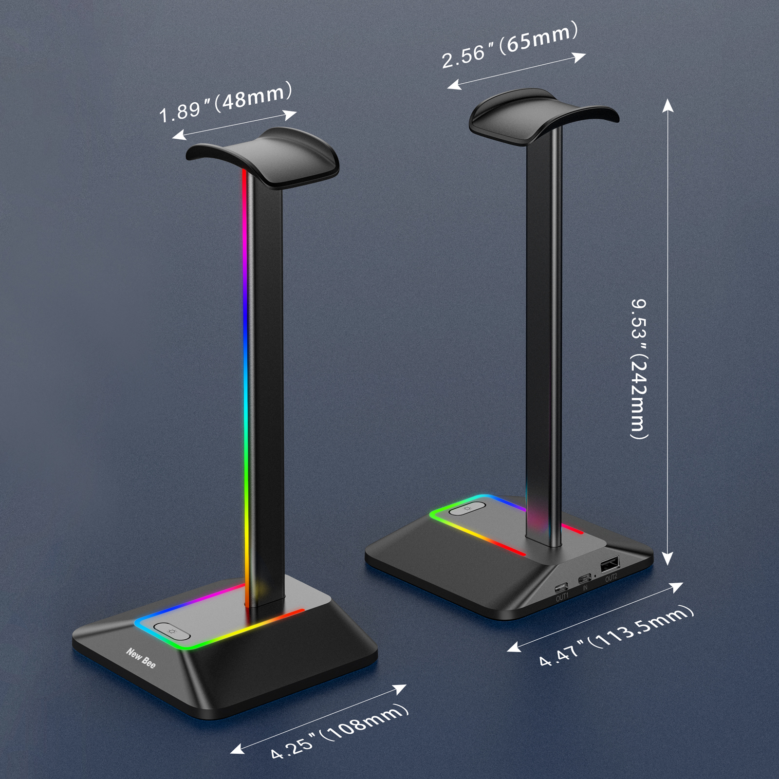 New Bee Z8 RGB Headphones Stan - Headphone Stand Desk 评论和价格