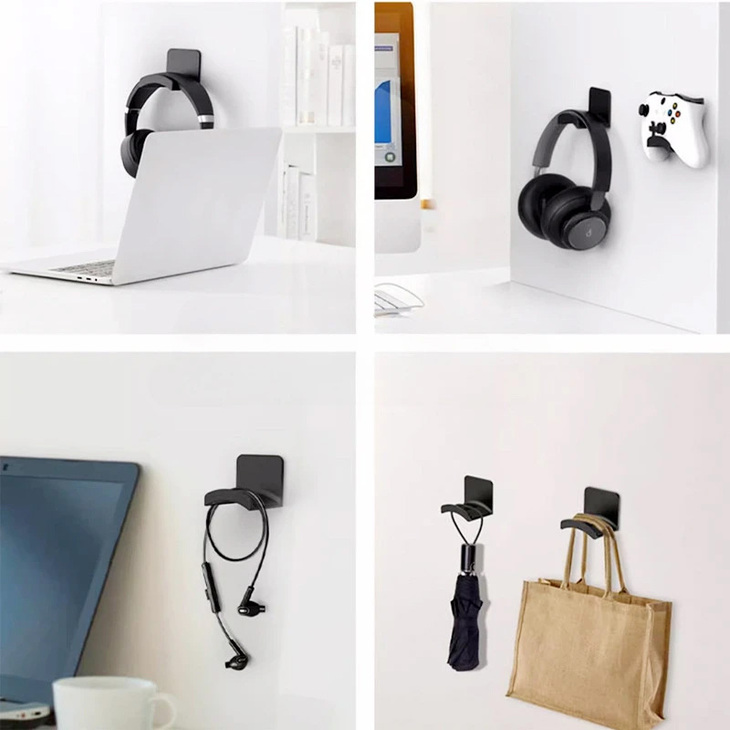 4Pcs Black Adhesive Headphone  - Headphone Stand Desk 评论和价格
