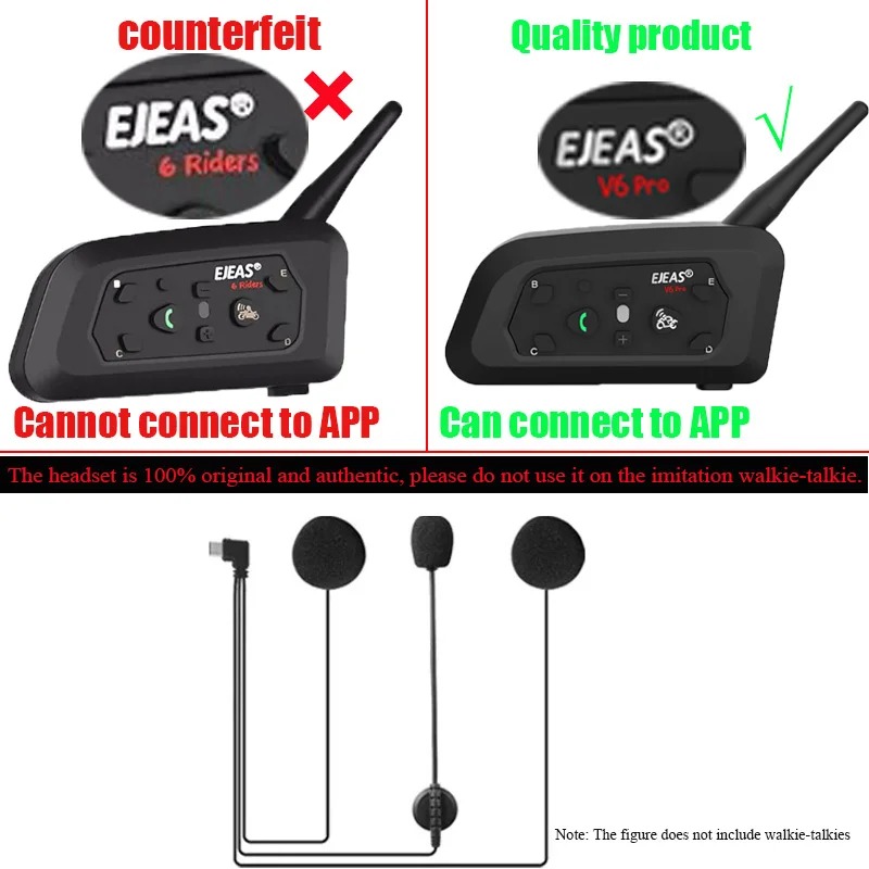 EJEAS V6 PRO+ Motorcycle Helme - Usb C Earphone 评论和价格