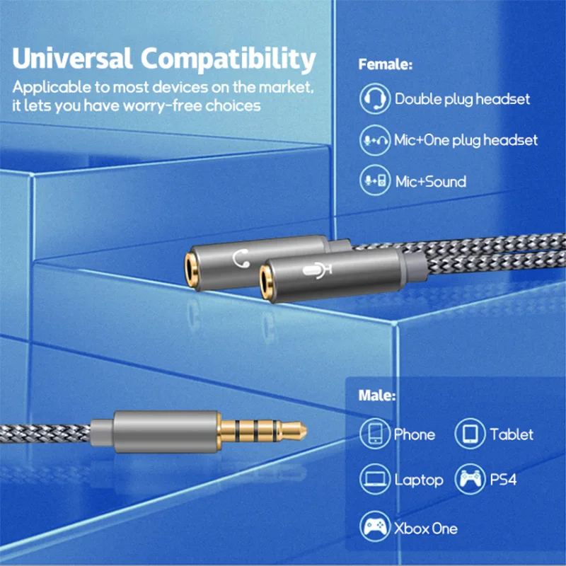 Headset splitter 3.5mm audio m - Earphone Splitter Jack 评论和价格