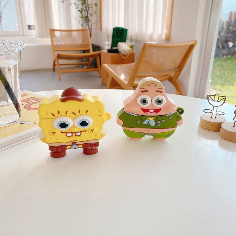 Cute SpongeBob Creative Silico - Earbuds Charging Case 评论和价格