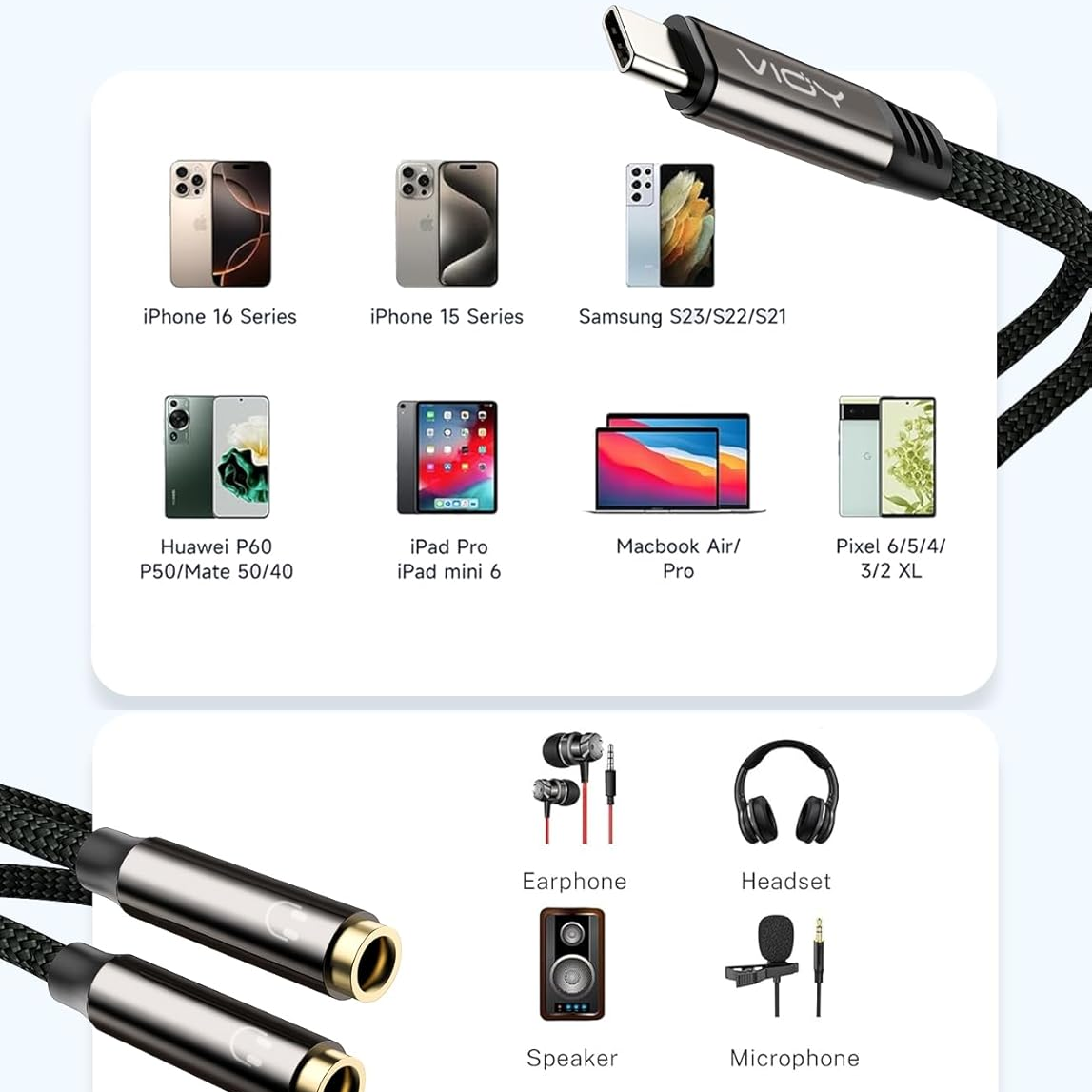 USB C To Dual 3.5mm Female Hea - Audio Splitter Y 评论和价格