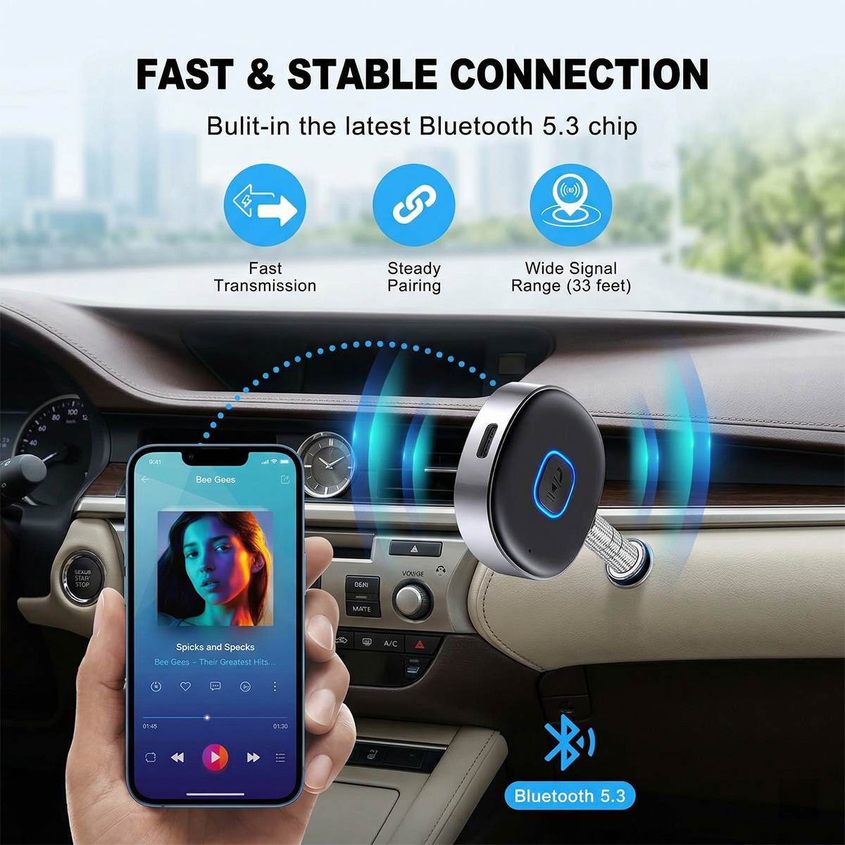 Car Bluetooth AUX Adapter, Min - Bluetooth Adapter Receiver 评论和价格