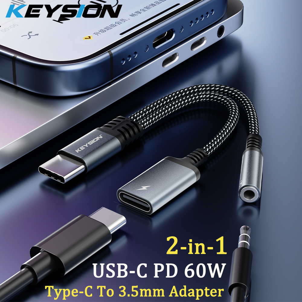 KEYSION 2 in 1 Type C to 3.5mm - Earphone Splitter Jack 评论和价格