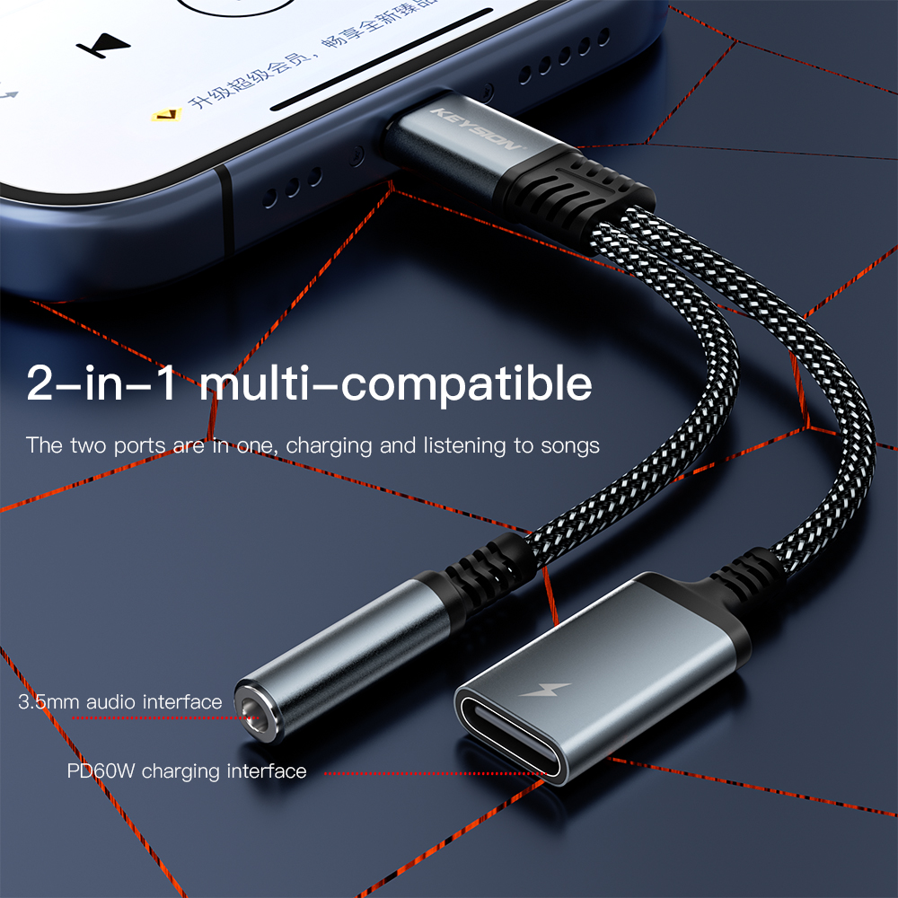 KEYSION 2 in 1 Type C to 3.5mm - Earphone Splitter Jack 评论和价格