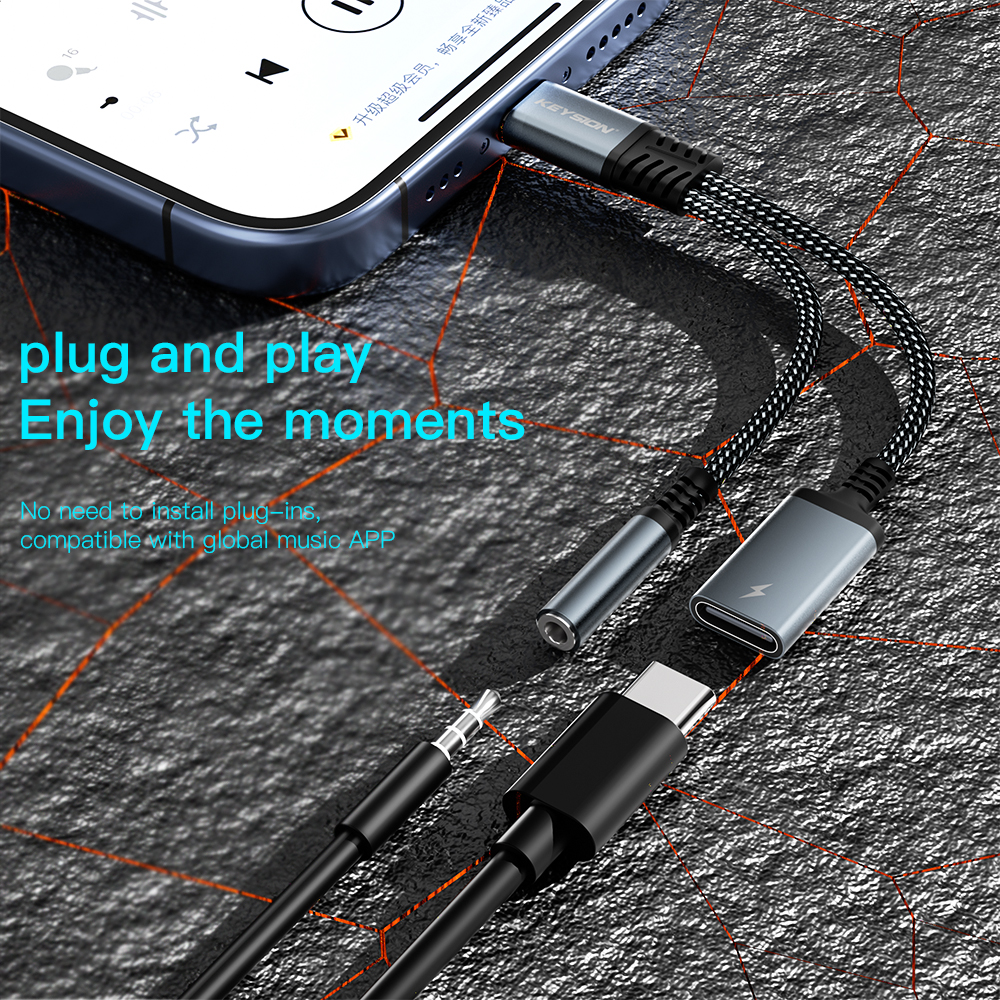 KEYSION 2 in 1 Type C to 3.5mm - Earphone Splitter Jack 评论和价格