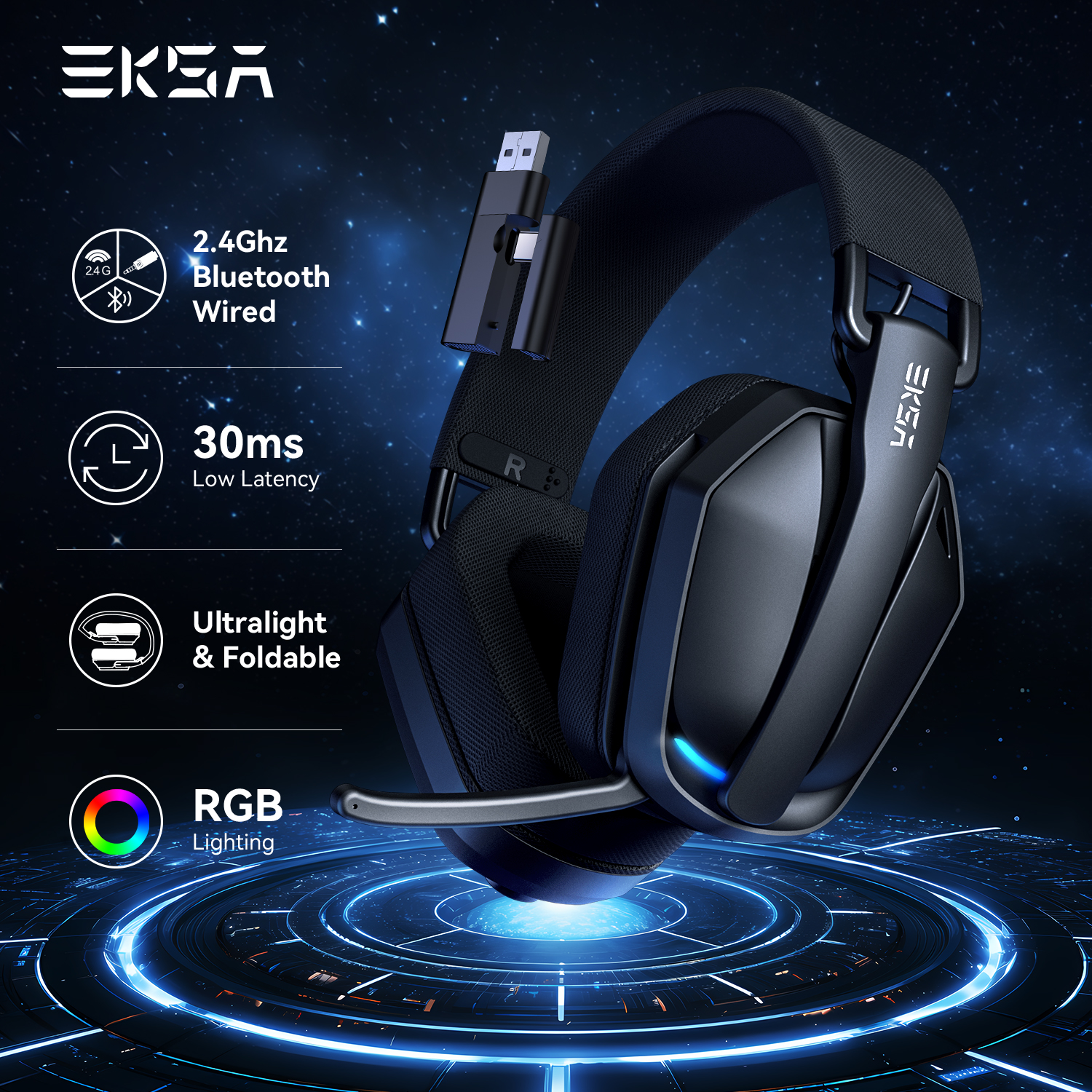 EKSA G19BT 2.4GHz Wireless Gam - Gaming Headset Rgb 评论和价格