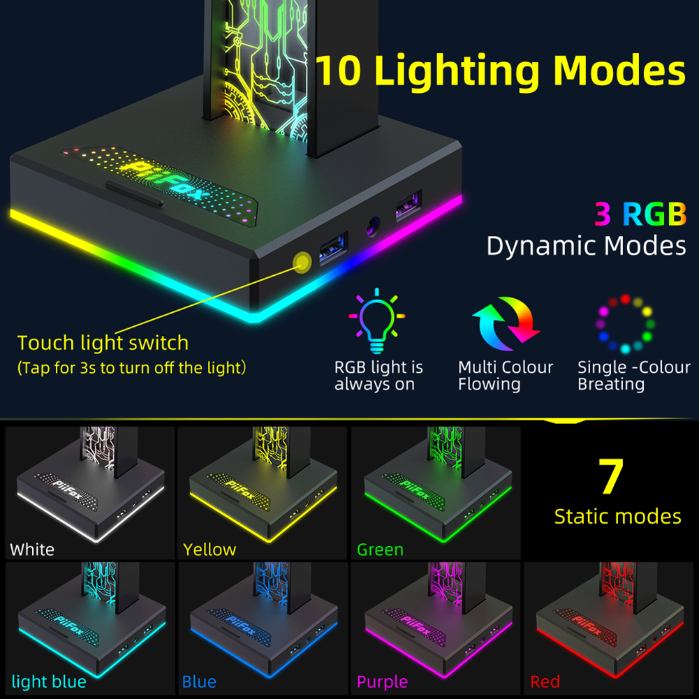 RGB Gaming Headphone Stand Dua - Headphone Stand Desk 评论和价格