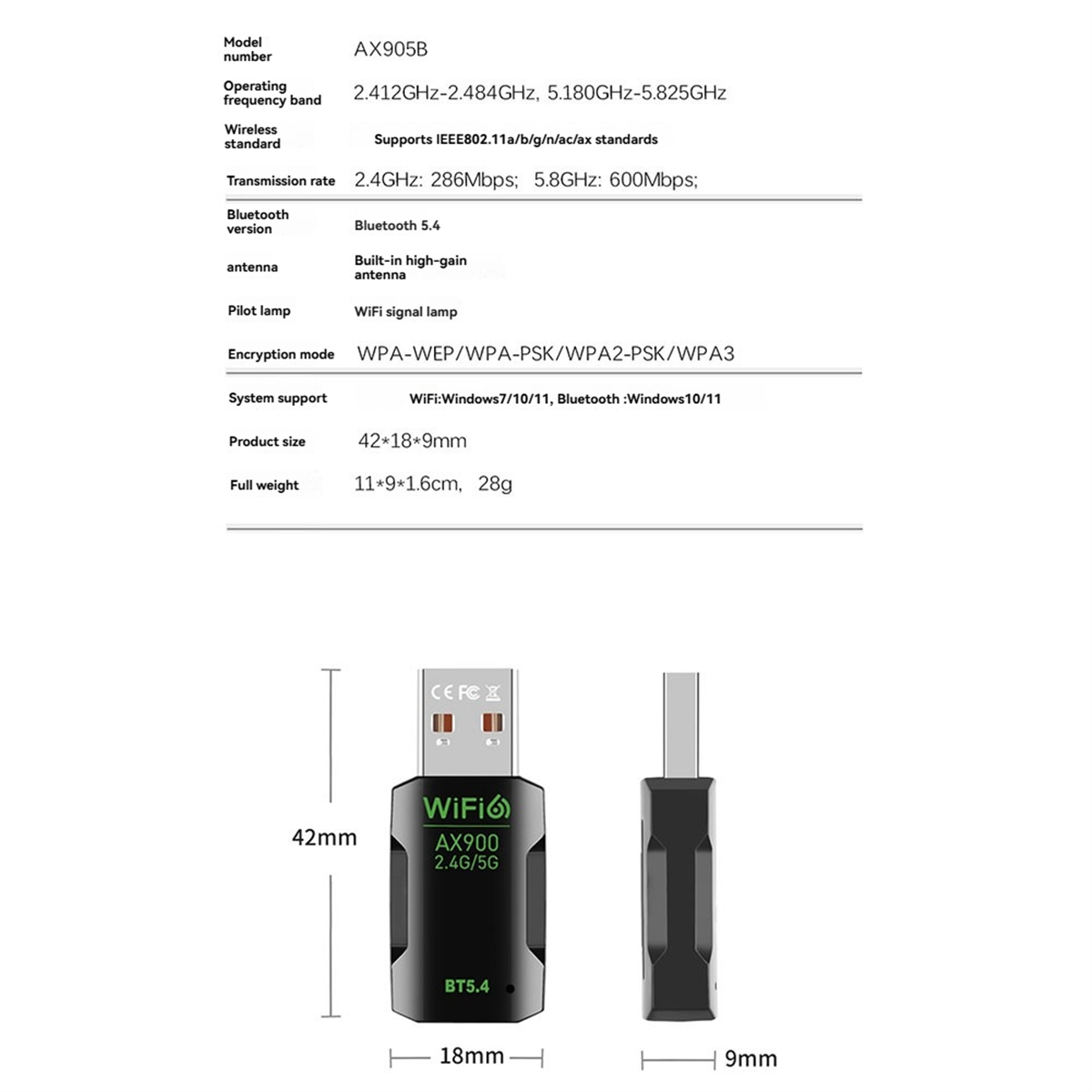 T35C WiFi6 AX900 Wireless USB  - Bluetooth Adapter Receiver 评论和价格