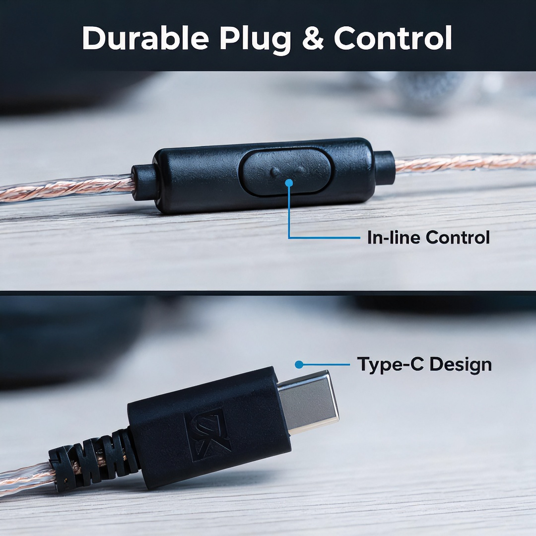 Type-C Wired Earbuds Retro Loo - Wired Earphone Mic 评论和价格