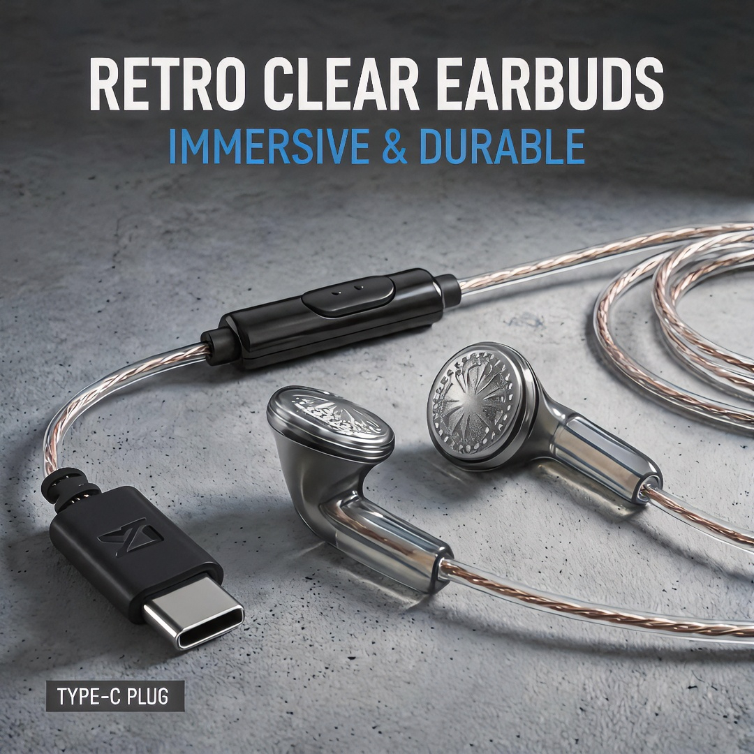 Type-C Wired Earbuds Retro Loo - Wired Earphone Mic 评论和价格